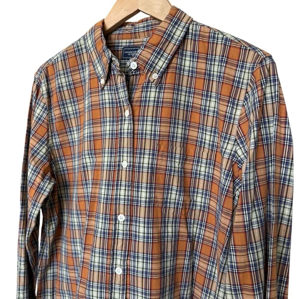 American Eagle Women’s Plaid Long Sleeve Button-Up Shirt Size L Multicolor Fall